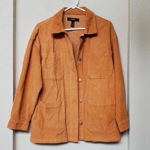 Forever 21 Burnt Orange Lightweight Corduroy Shirt Jacket.  Size Medium